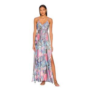 Boamar x Revolve Miranda Watercolor Blue Maxi Dress Size XL